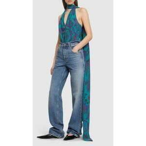 NEW Ralph Lauren Purple Label Jarvis Filigree Silk Bodysuit Scarf Womens Italy